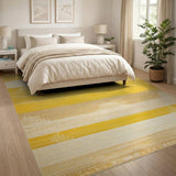 Golden Yellow Striped Southwestern Area Rug