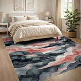 Dreamy Pink Grey Watercolor Clouds Area Rug