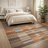 Bold Orange Geometric Striped Area Rug
