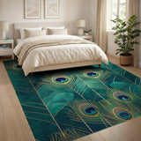 Teal Peacock Feather Area Rug
