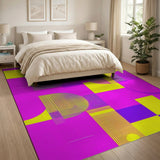 Vivid Pink Yellow Purple Geometric Area Rug