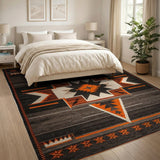 Charcoal Orange Southwestern Geometric Area Rug