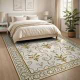 Ornate Gold Fleur-de-Lis Cream Area Rug