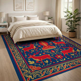 Majestic Red Stag Heritage Tribal Rug