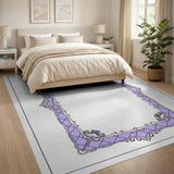 Purple Ornate Floral Border Area Rug