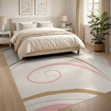 Pink Beige Swirl Abstract Area Rug