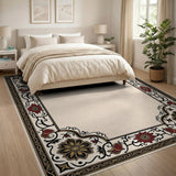 Ornate Persian Floral Border Rug