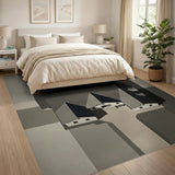 Grey Geometric Architectural House Area Rug