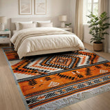 Burnt Orange Geometric Southwestern Area Rug