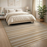 Beige and Cream Striped Woven Area Rug