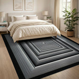 Nested Gray Frames Geometric Area Rug