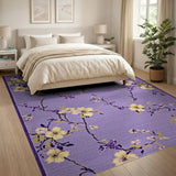 Purple Yellow Blossom Floral Area Rug