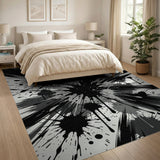 Explosive Black Ink Splatter Area Rug