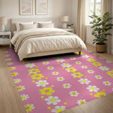 Hot Pink Daisy Meadow Area Rug