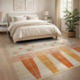 Orange Surfboard Starfish Beach Area Rug