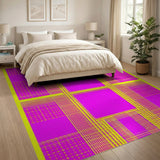 Multi-color and Patterns Vibrant Pink Yellow Geometric Grid Area Rug