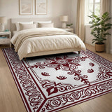 Red Ornate Red Border Traditional Persian Rug