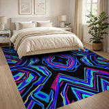 Vibrant Neon Geometric Mandala Area Rug