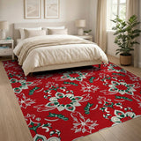 Red Red Traditional Persian Floral Area Rug