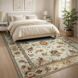 Elegant Ivory Floral Persian Area Rug