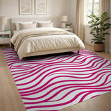 Vibrant Pink Wavy Stripe Area Rug