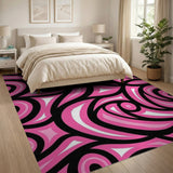 Hot Pink Swirl Abstract Area Rug