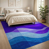 Moonlit Purple Waves Abstract Area Rug
