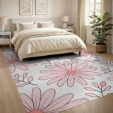 Floral Vintage Blush Pink Daisy Floral Area Rug