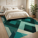Teal Geometric Diamond Area Rug