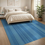 Blue Teal Vertical Stripe Geometric Area Rug