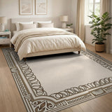 Ornate Beige Border Area Rug