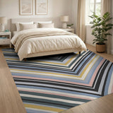 Vibrant Multi-Color Diagonal Stripe Area Rug