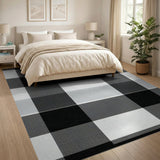 Black and White Black White Checkered Farmhouse Area Rug
