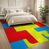 Bold Primary Color Block Geometric Area Rug