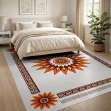 Orange Heritage Tribal Sunburst Medallion Rug