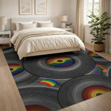 Rainbow Vinyl Record Music Area Rug