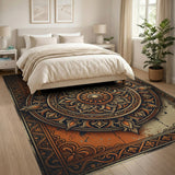 Distressed Vintage Orange Mandala Area Rug