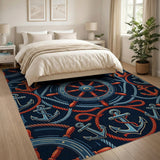 Nautical Anchors Ship Wheel Area Rug