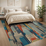 Vibrant Multi-Color NYC Skyline Area Rug