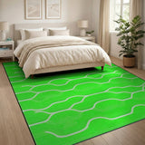 Vibrant Green Wavy Geometric Area Rug