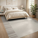 Cream Beige Vertical Stripe Woven Rug