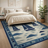 Nautical Sailboats Coastal Area Rug
