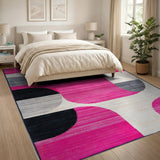 Bold Pink Geometric Modern Area Rug