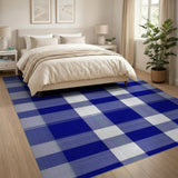 Navy Blue Plaid Geometric Blue and Teal Area Rug