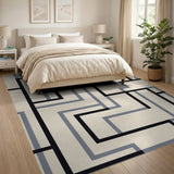 Geometric Maze Beige Area Rug