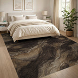Brown Marble Swirl Abstract Area Rug