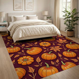 Orange Pumpkin Harvest Pattern Area Rug