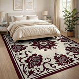 Intricate Maroon Floral Medallion Rug