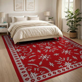 Elegant Red Snowflake Persian Area Rug