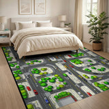 Top-Down City Street Kids Area Rug